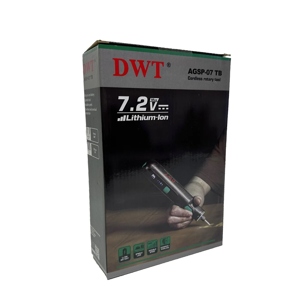 Гравер аккумуляторный DWT AGSP-07 TB, 7.2 В, 6 скоростей, встроенный Li-Ion аккумулятор, щеточный двигатель