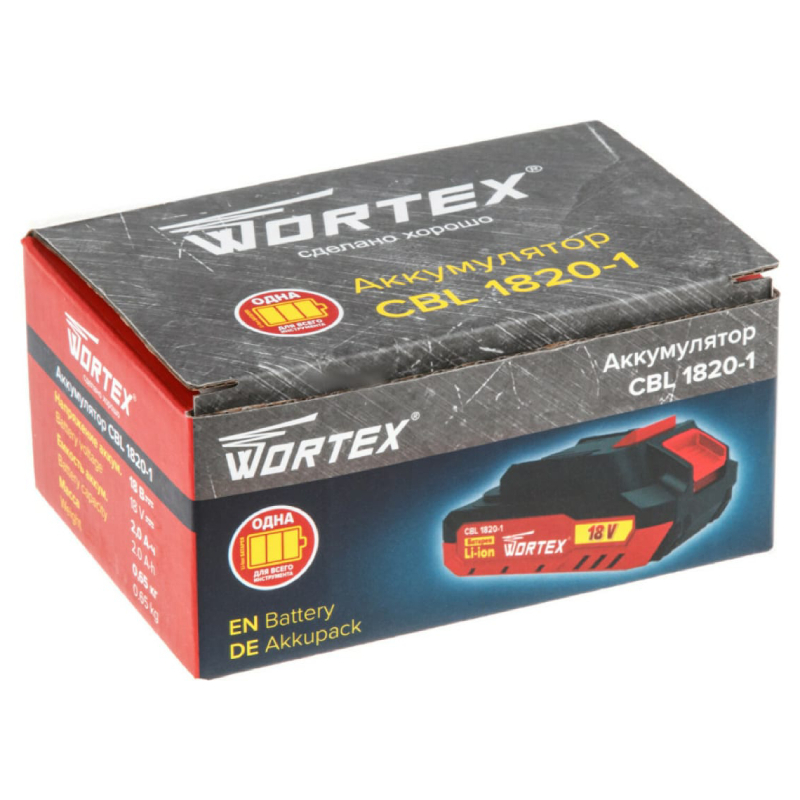 Аккумулятор WORTEX CBL 1820-1, 18В, 2,0Ah