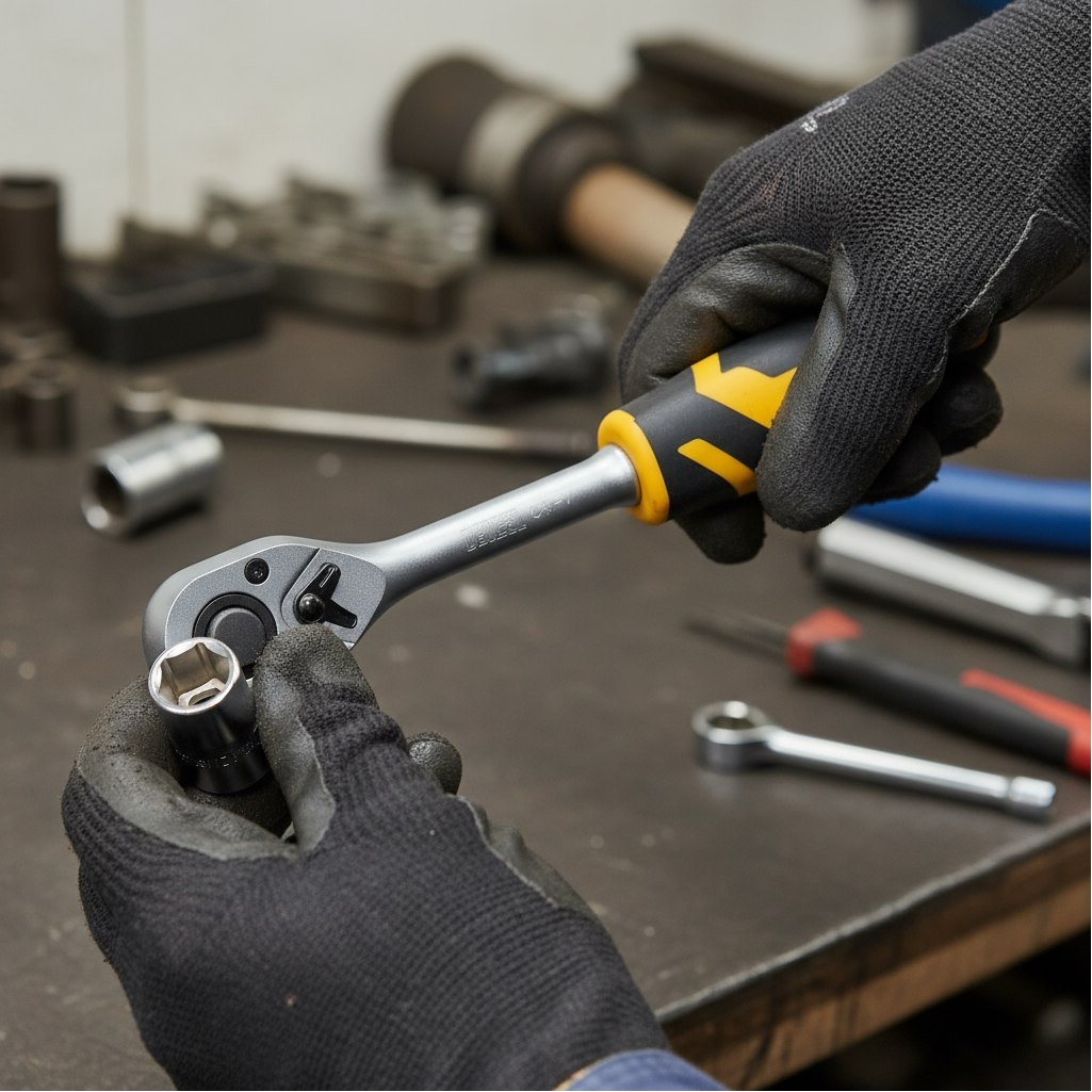 Ключ трещоточный с реверсом Denzel 14033, полупрофессиональный, 1/2