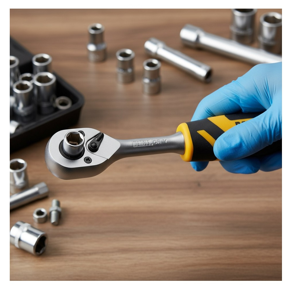 Ключ трещоточный с реверсом Denzel 14031, полупрофессиональный, 1/4