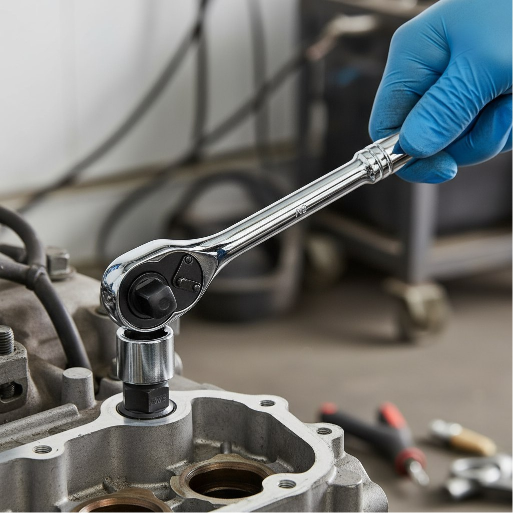 Ключ трещоточный с реверсом Gross 14052, цельнометаллический, 255 мм, хром