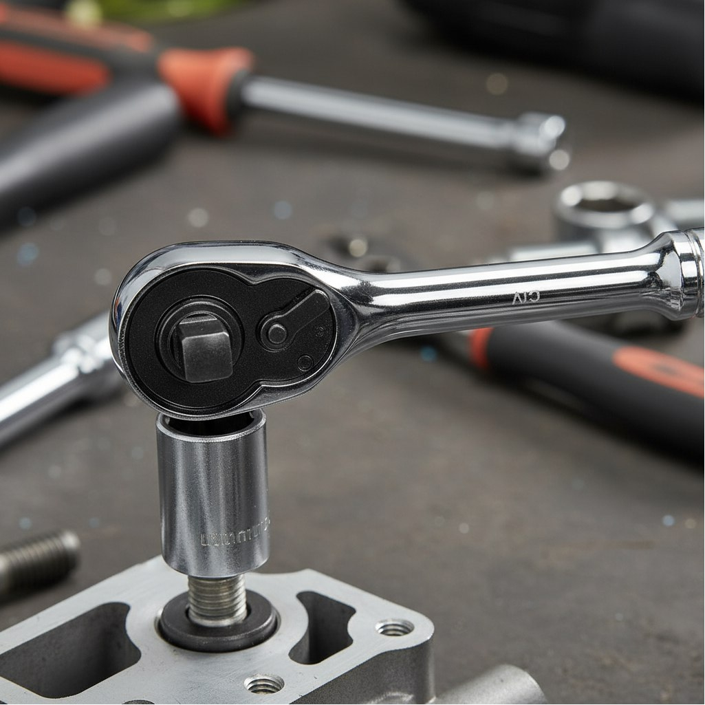 Ключ трещоточный с реверсом Gross 14050, цельнометаллический, 1/4