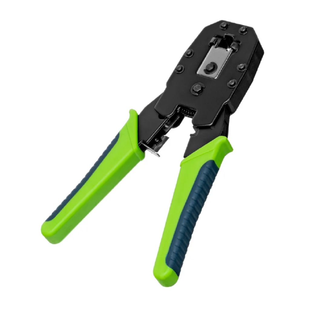 Клещи Сибртех 17733, для обжима телефонных и компьютерных клемм, зеленый