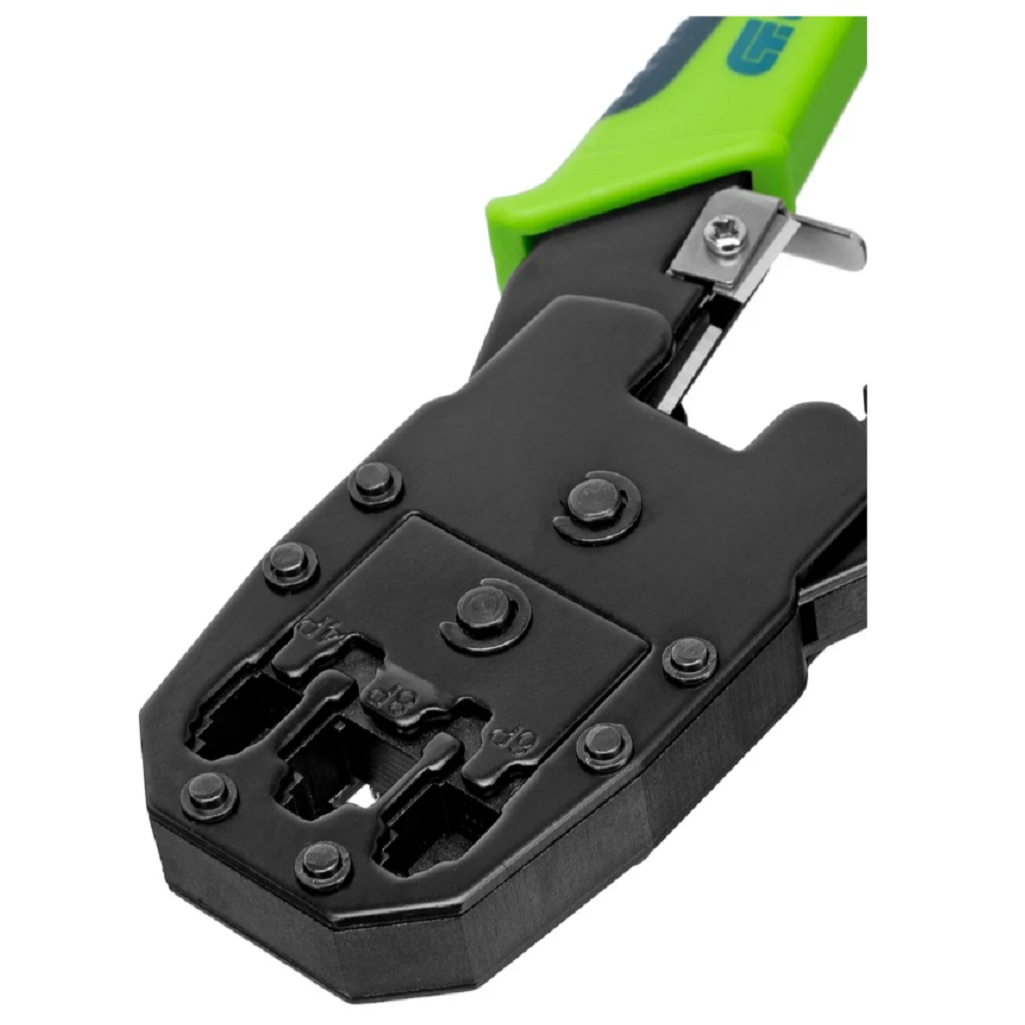 Клещи Сибртех 17733, для обжима телефонных и компьютерных клемм, зеленый