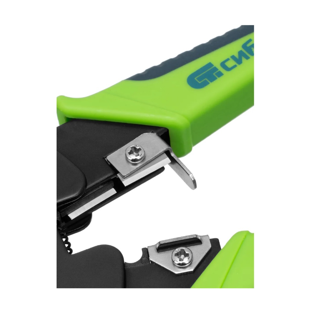Клещи Сибртех 17733, для обжима телефонных и компьютерных клемм, зеленый