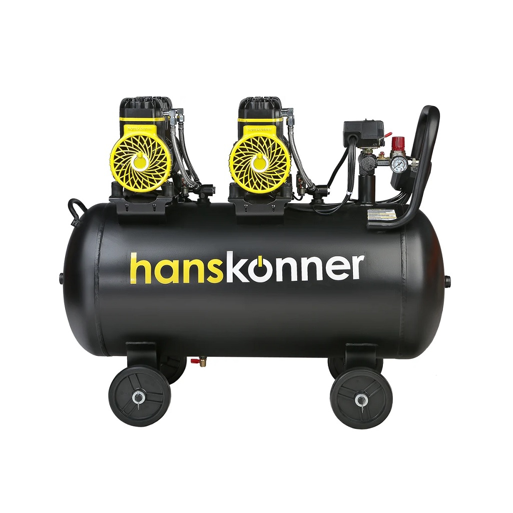 Компрессор безмасляный Hanskonner HAC1002, 2.9 кВт, ресивер 100 л, 500 л/мин