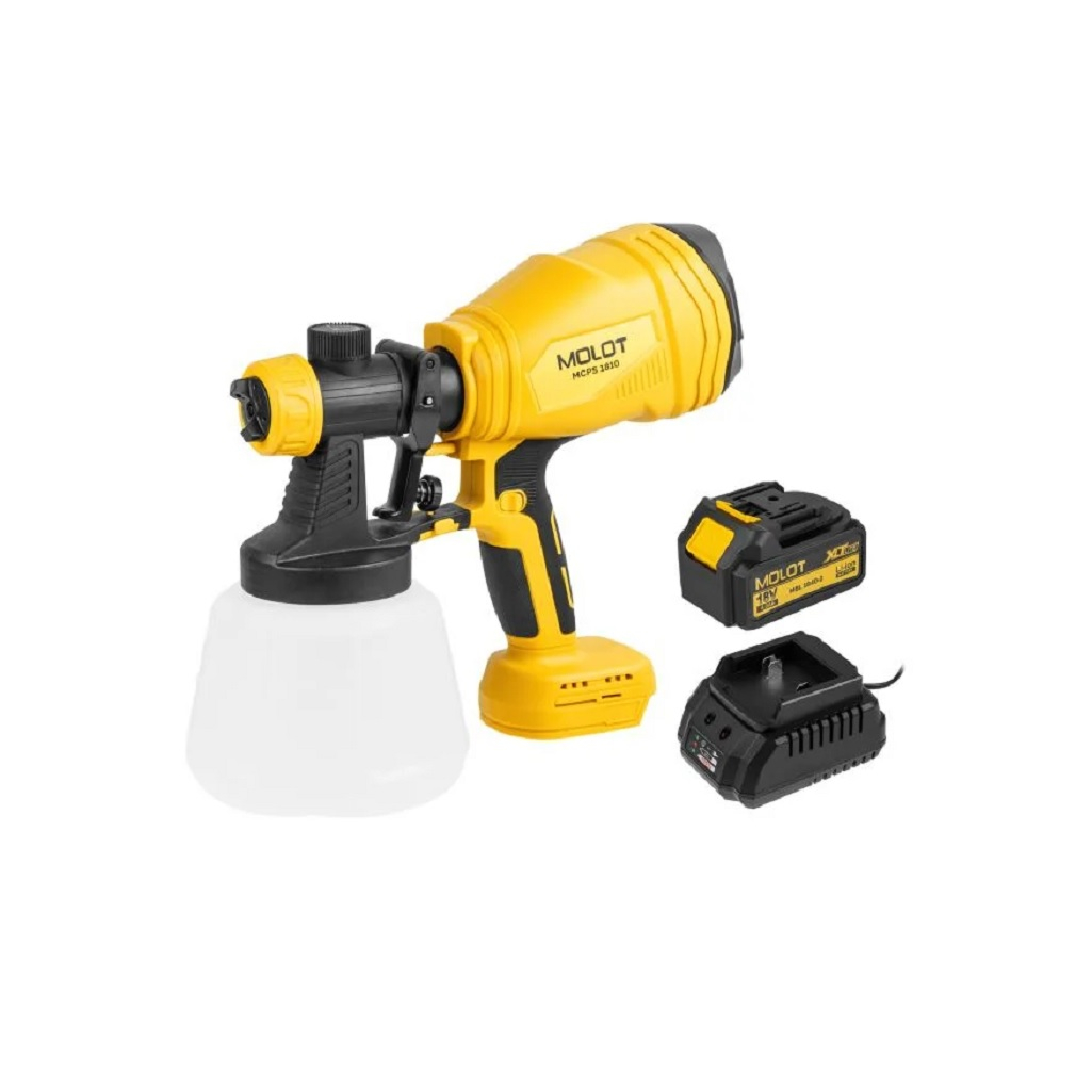Краскораспылитель электрический Molot MCPS 1810 XLT Lite SET, 2318036, 18В, 1 акк. х 4,0Ah+з.у