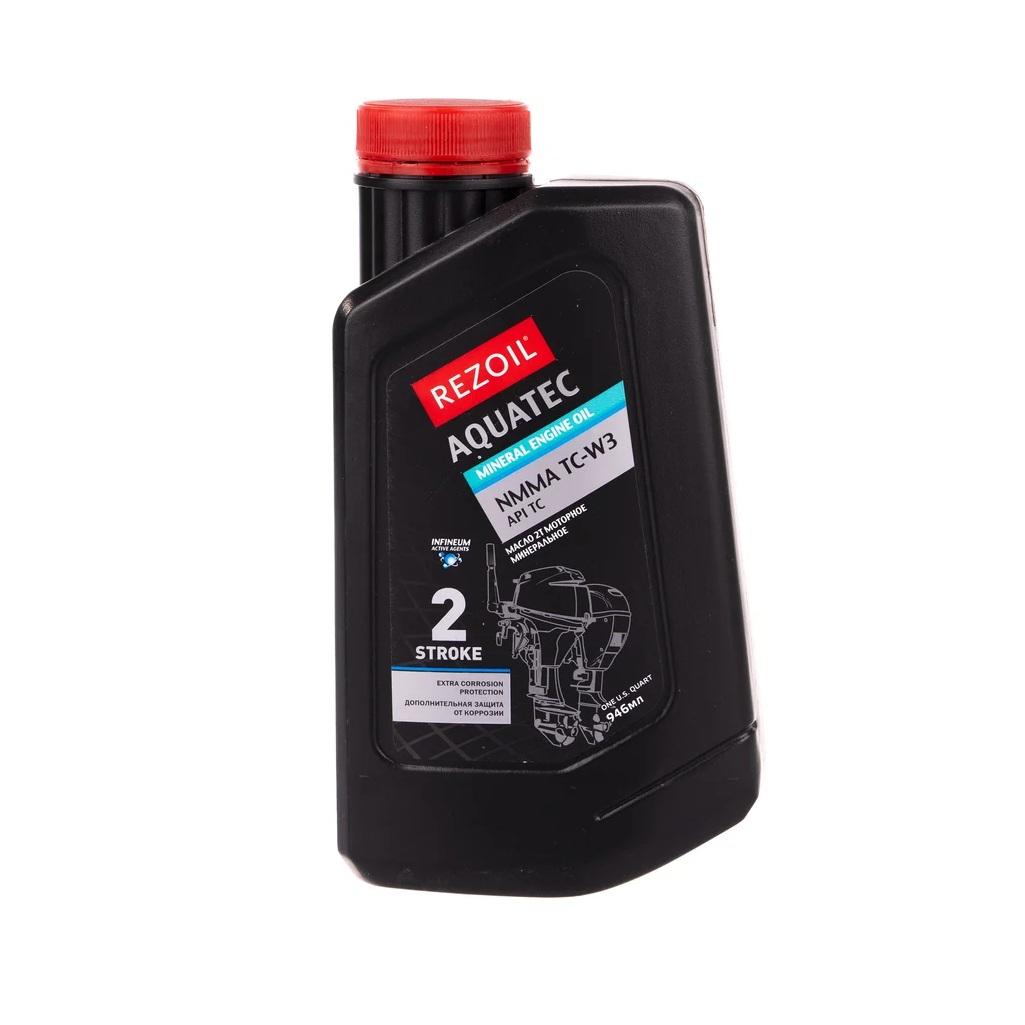 Масло двухтактное минеральное Rezoil Aquatec NMMA TC-W3 для садовой техники, 0.946 л