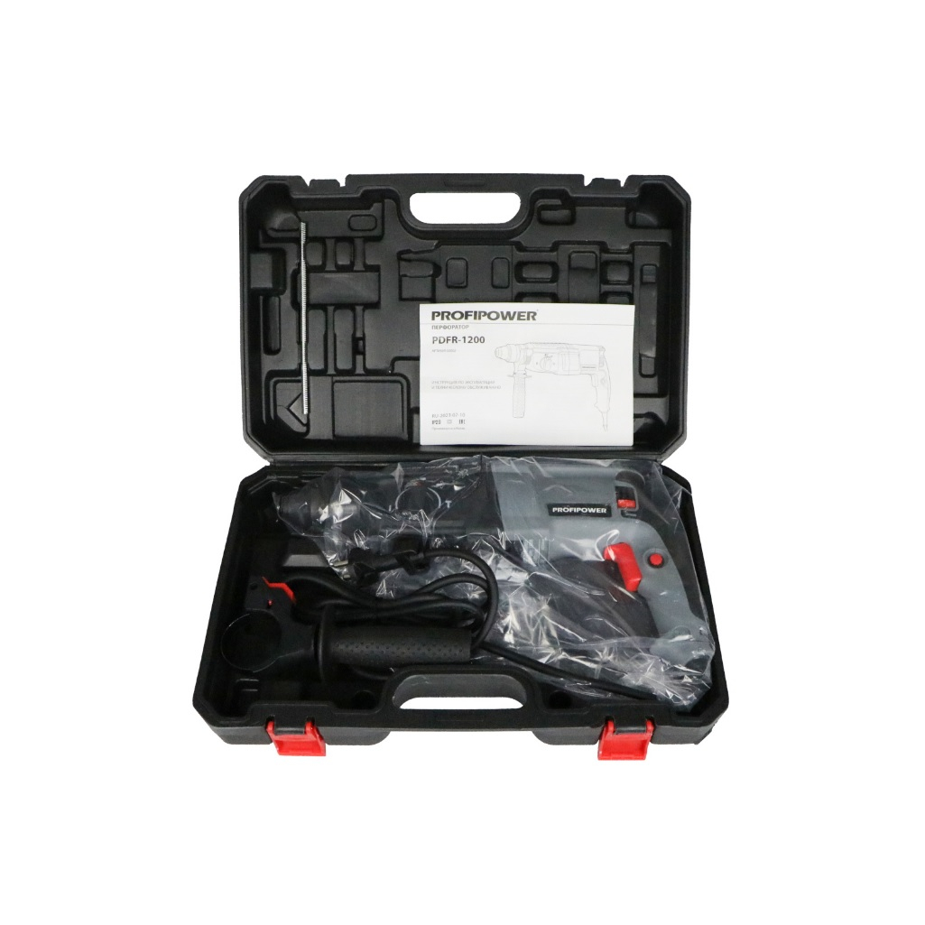 Перфоратор Profipower PDFR-1200 E0002, SDS-Plus, 1200 Вт, 2.7 Дж, щеточный двигатель