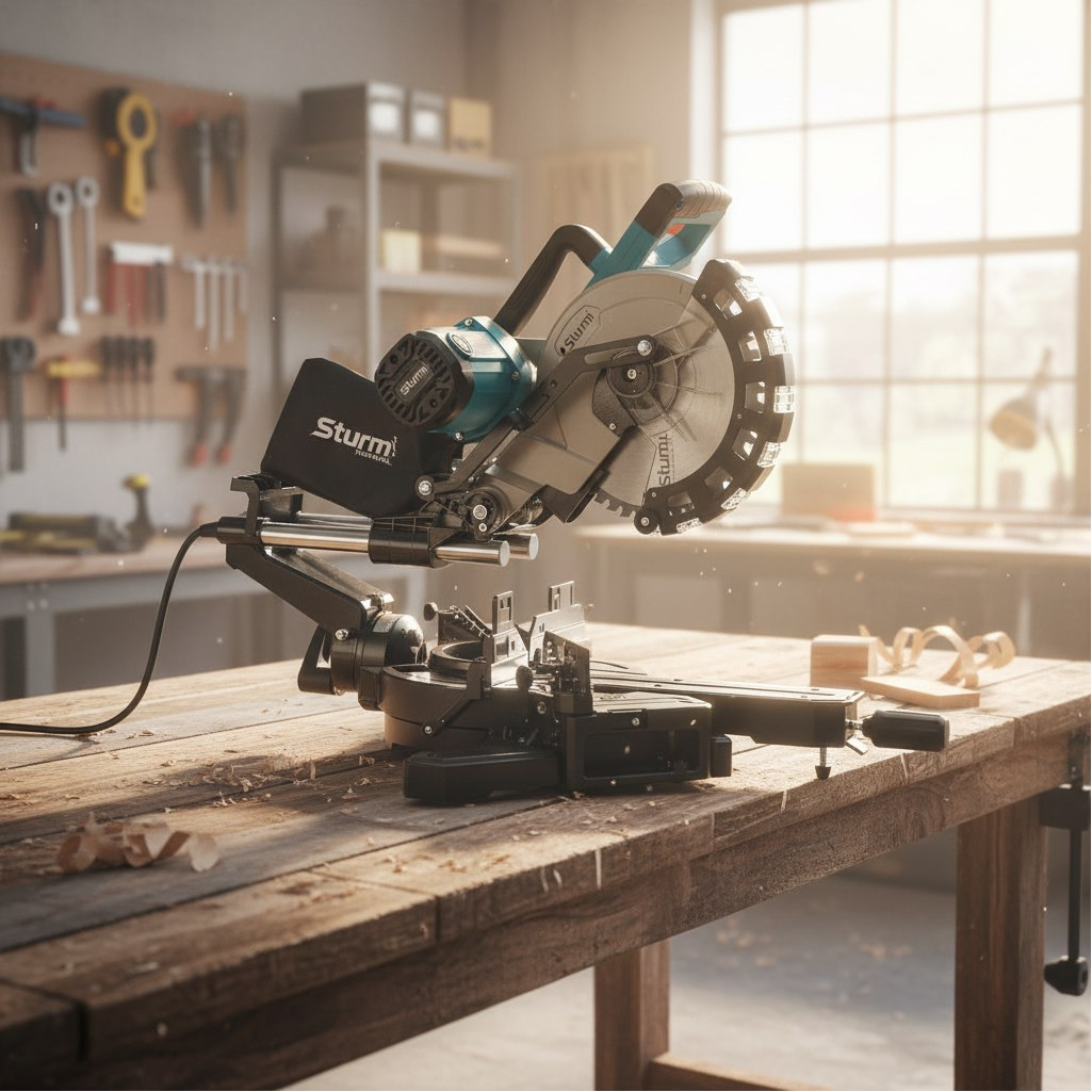 Пила торцовочная Sturm MS55255, щеточный двигатель, регулировка оборотов, 2.3 кВт