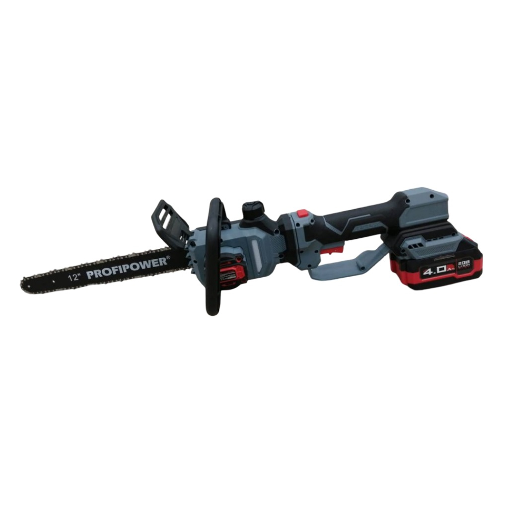 Пила аккумуляторная цепная бесщеточная Profipower PL-12, E0285, 18 В, 2 аккумулятора, 4.0 Ah, зарядное устройство