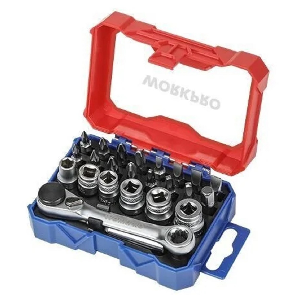 Набор Workpro WP200535 мини трещотка и головки, эргономичная рукоятка 24 шт.