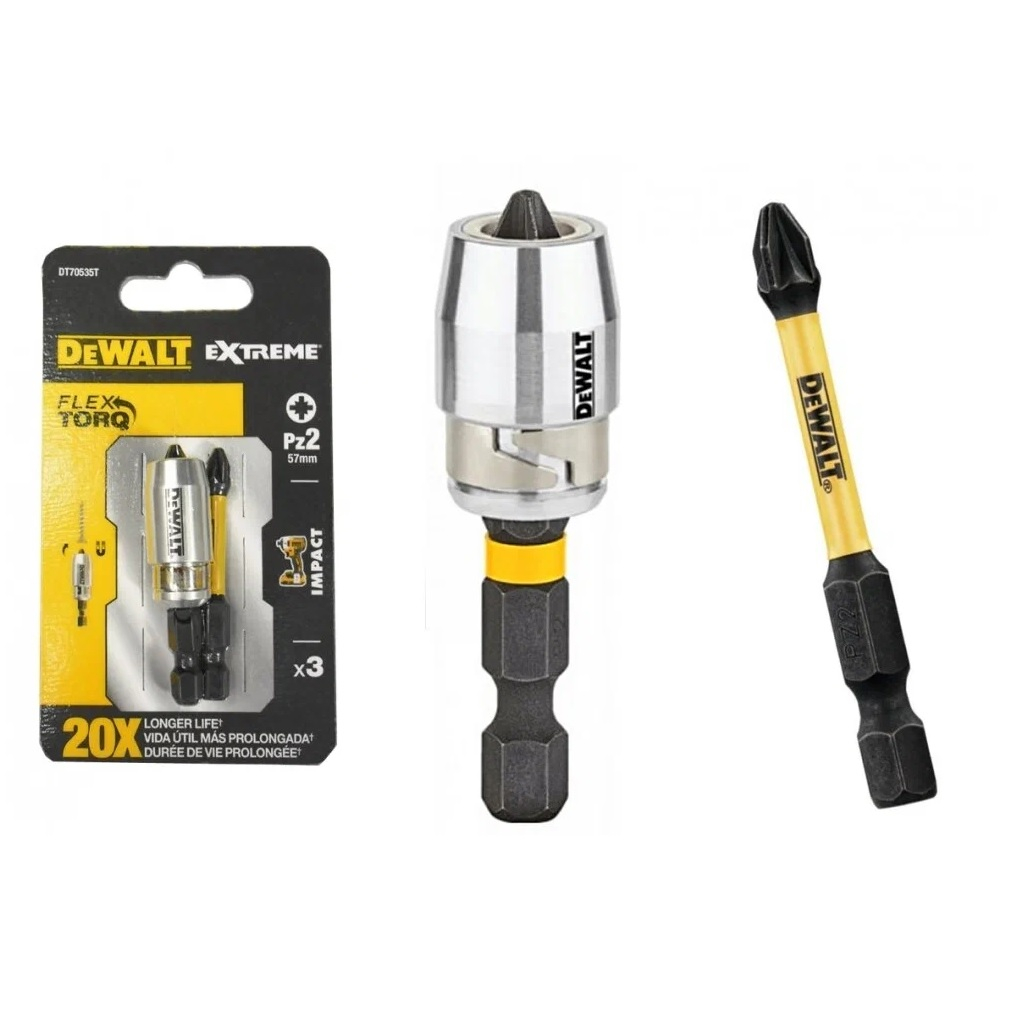 Биты с магнитным держателем DeWalt Extreme Magnetic Screw Lock DT70535T, PZ2, 57 мм, в наборе 2 штуки