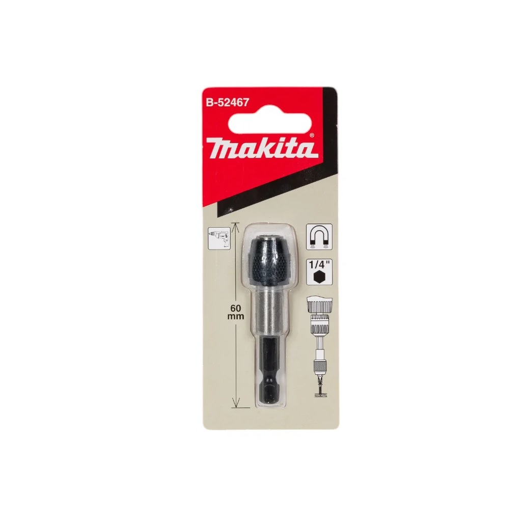 Магнитный держатель Makita B-52467, с зажимным патроном, 60 мм, 1/4 дюйма