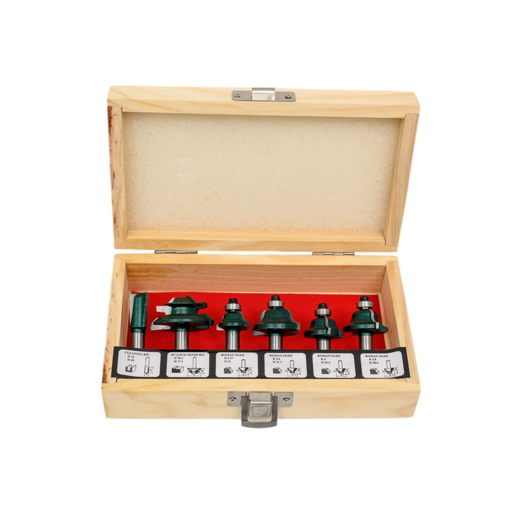 Набор фрез по дереву FIT 36572, деревянный бокс, в упаковке 6 шт