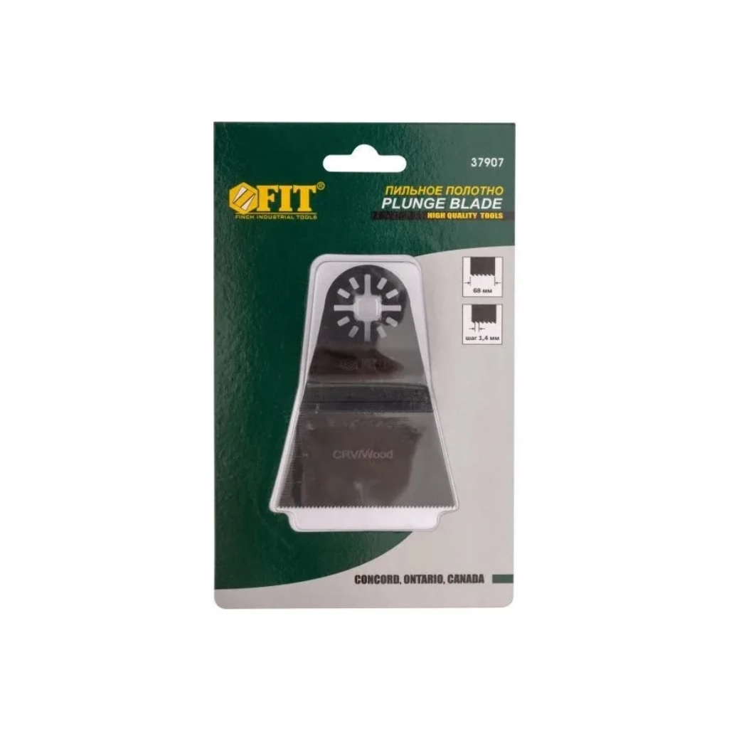 Полотно пильное по дереву FIT 37907, ширина 68 мм, шаг зубьев 1.4 мм, для мультиинструмента