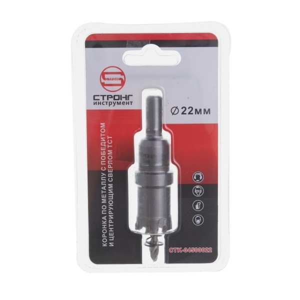 Коронка по металлу с победитом 22 мм Стронг СТК-04500022