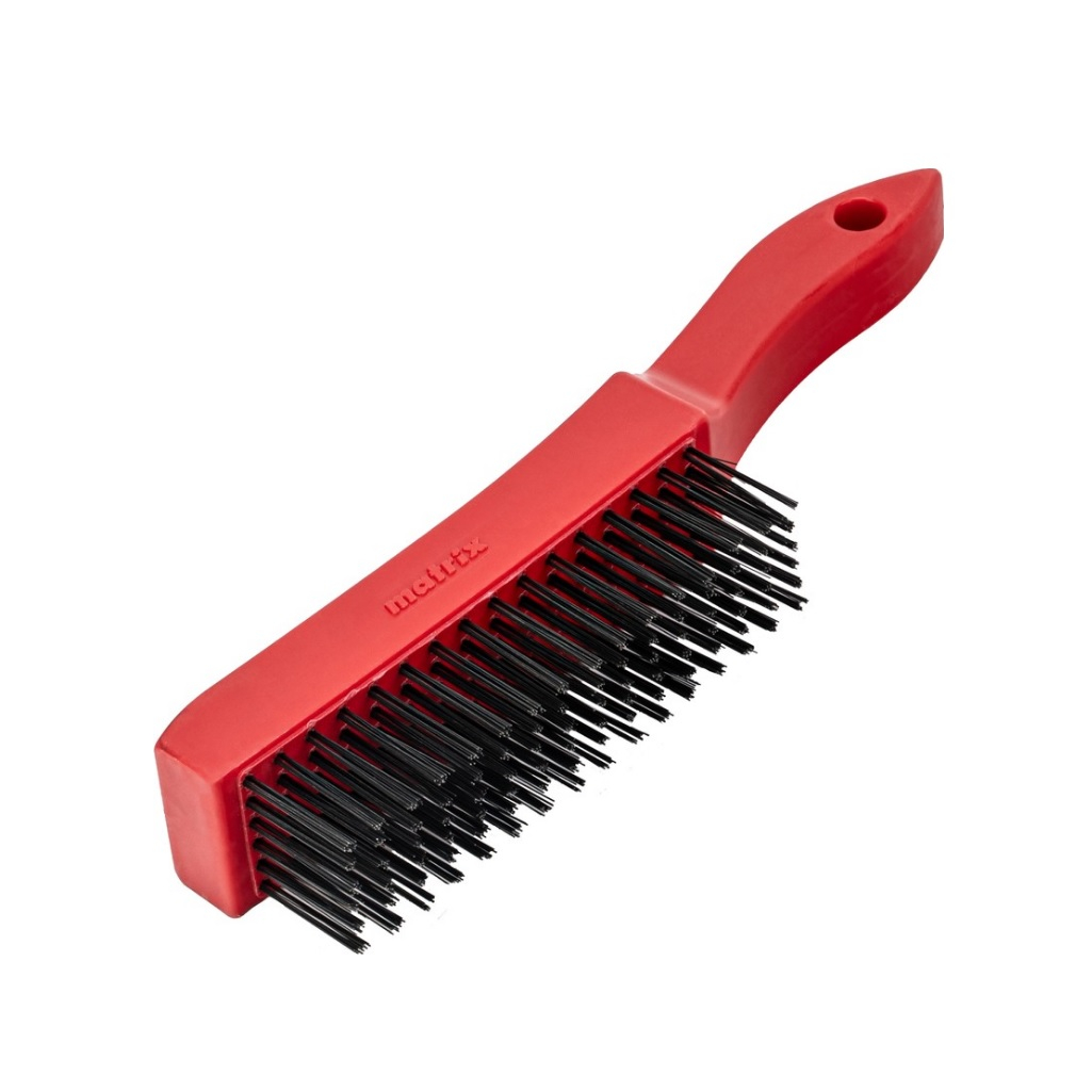 Щетка зачистная Matrix 74816, шестирядная, закаленная прямая проволока, с пластиковой ручкой