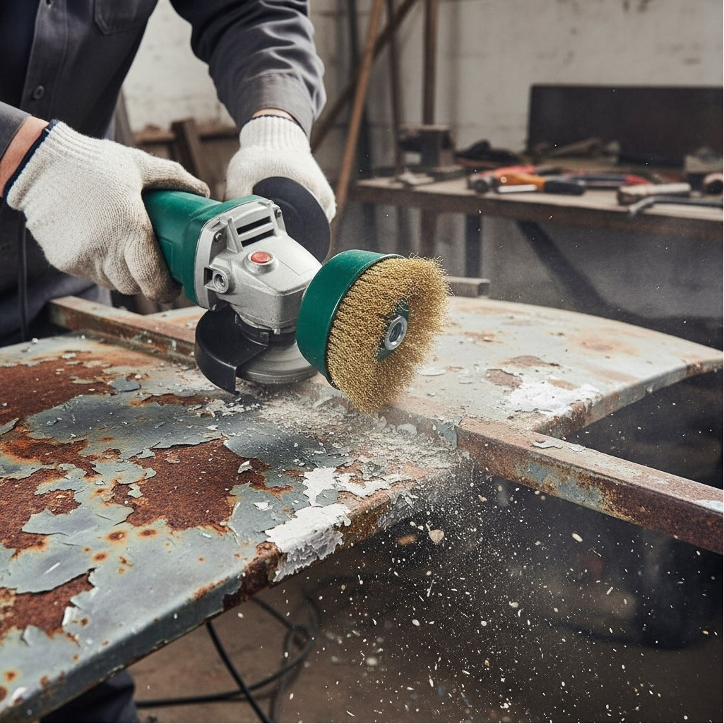 Щетка для УШМ Волат 81030-100, волнистая проволока, М14, 100 мм