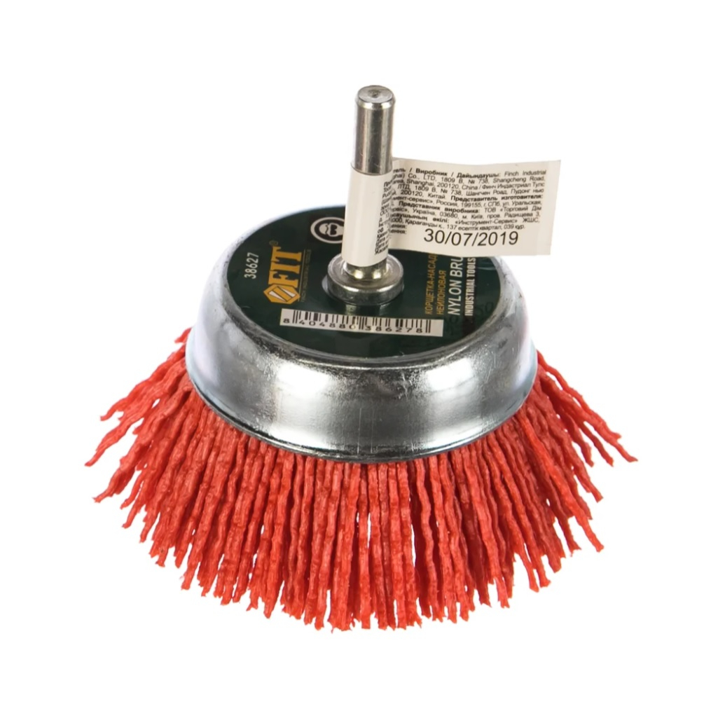 Корщетка-чашка нейлоновая FIT 38627, для дрелей, хвостовик 6 мм, диаметр 75 мм