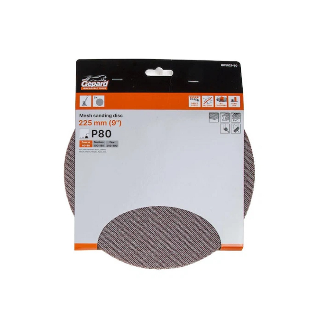 Круг шлифовальный Gepard GP5020-80, d 150 мм, зерно 80, для дерева, металла, в упаковке 5 штук