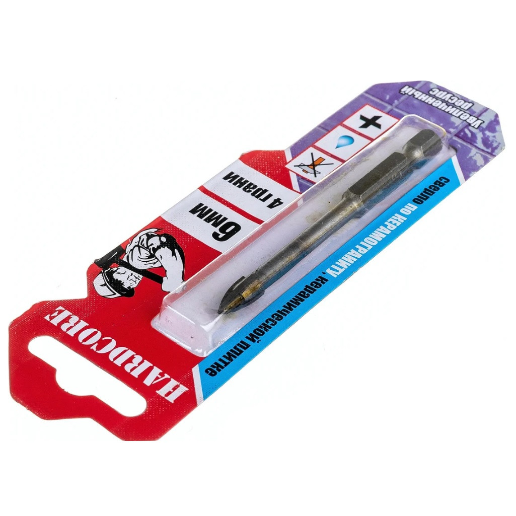 Сверло по керамограниту и керамической плитке Hardcore 151006, 6 мм, 4 грани, увеличенный ресурс