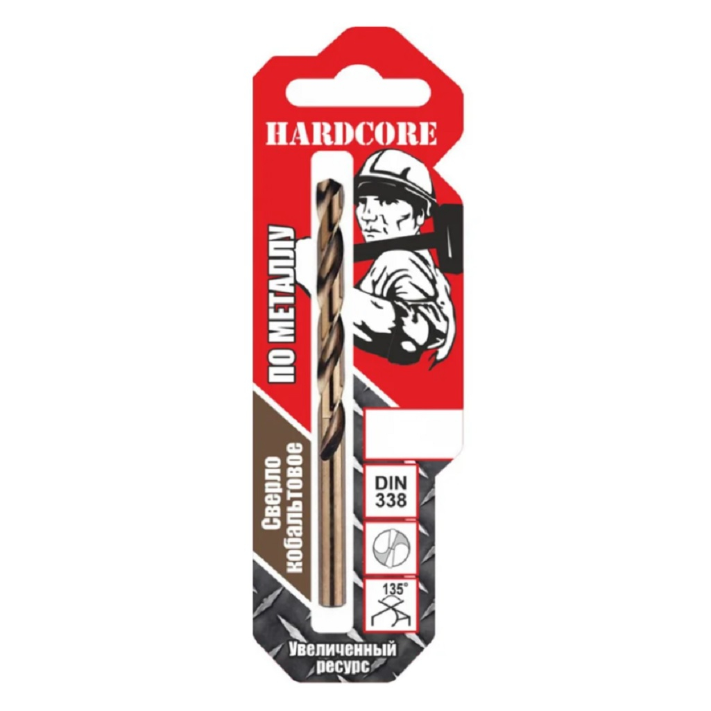 Сверло по металлу Hardcore 141032, 3.2 мм, кобальтовое, спиральное, в упаковке 2 штуки