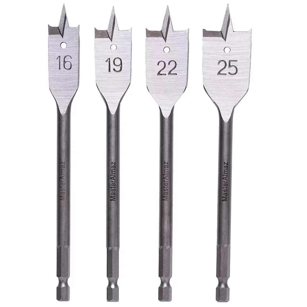 Набор спиральных и перовых сверл по дереву МастерАлмаз 10507812, 11 штук, диаметр 5-25 мм, хвостовик 13 мм