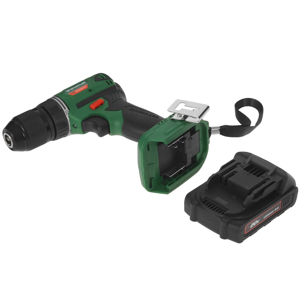 Дрель-шуруповерт аккумуляторная Status CBL 20-2 Li, бесщеточная, 50 Нм, 20 В, 2 акк. х 2Ah+з.у.