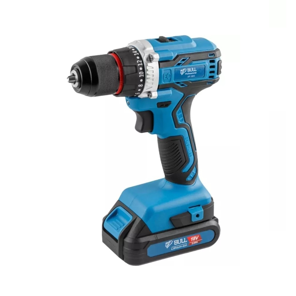 Аккумуляторный шуруповерт BULL SR 1803 18В 2 акк х 2.0 Ah, з.у.