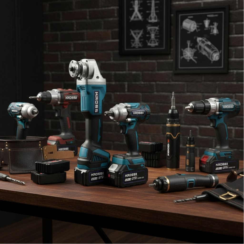 Набор аккумуляторного инструмента Kross KLi125+KLi20M, УШМ+гайковерт, 21В, 2 акк. х 4,0Ah+з.у.