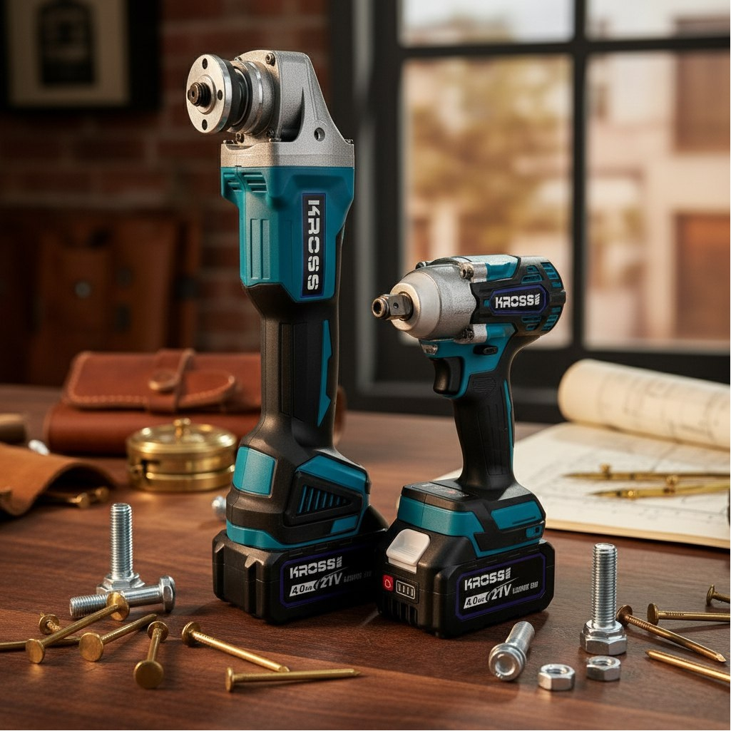 Набор аккумуляторного инструмента Kross KLi125+KLi20M, УШМ+гайковерт, 21В, 2 акк. х 4,0Ah+з.у.