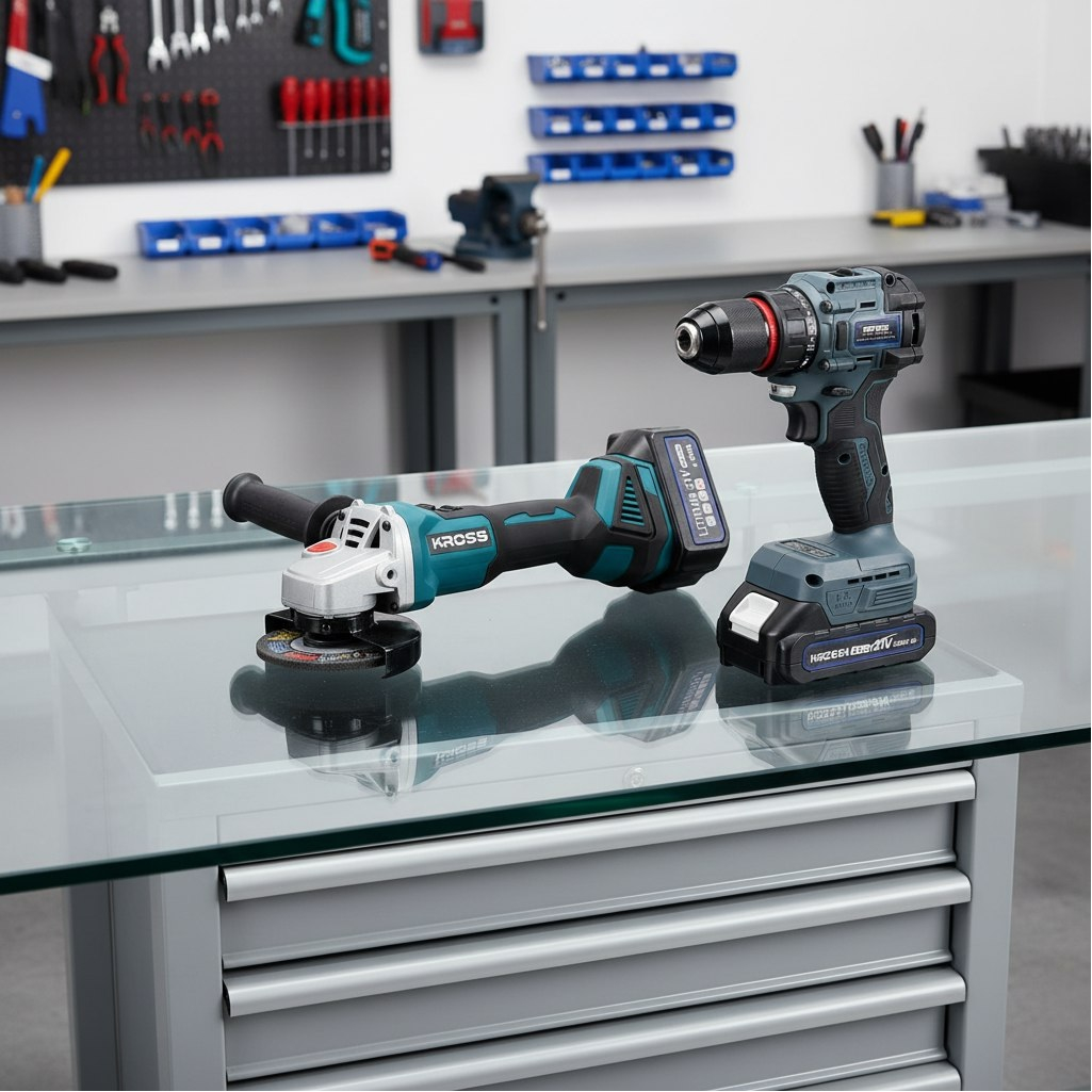 Набор аккумуляторного инструмента Kross KLi125+KLi21BL, УШМ+шуруповерт, 21В, 2 акк. х 4,0 Ah+з.у.