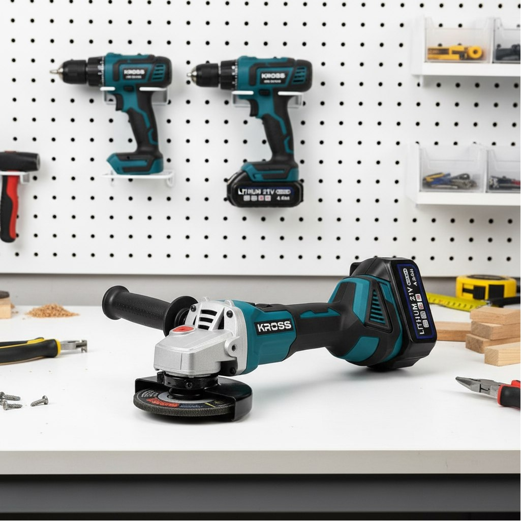 Набор аккумуляторного инструмента Kross KLi125+KLi21BL, УШМ+шуруповерт, 21В, 2 акк. х 4,0 Ah+з.у.