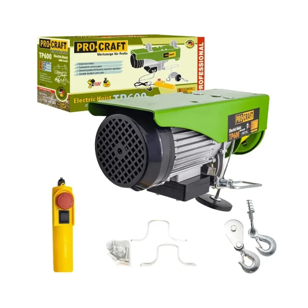 Тельфер электрический Procraft TP600, канатный, 300/600 кг, 1200 Вт