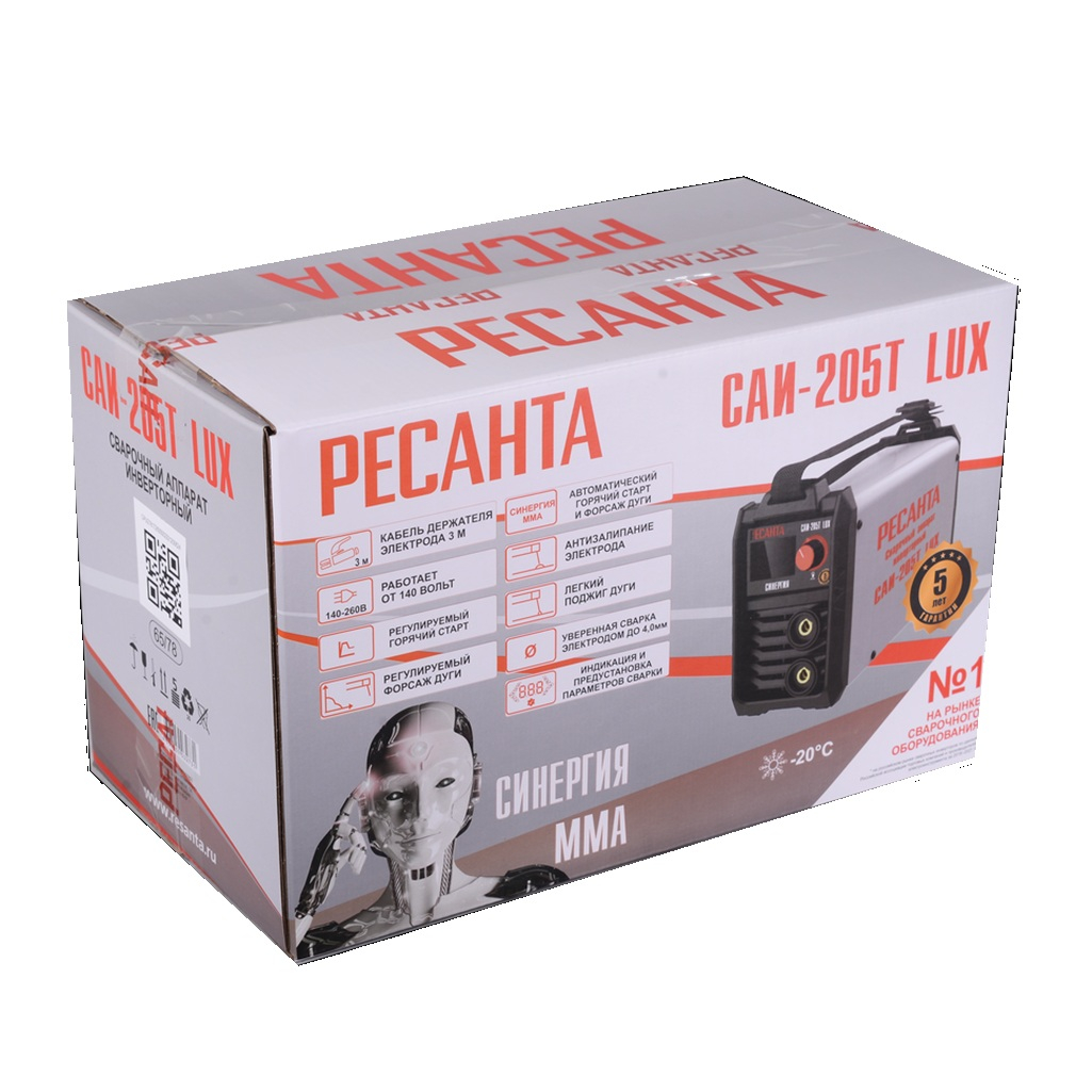 Инвертор сварочный Ресанта САИ 205Т LUX 65/78, однофазный, DC, 205 А, 7.3 кВт