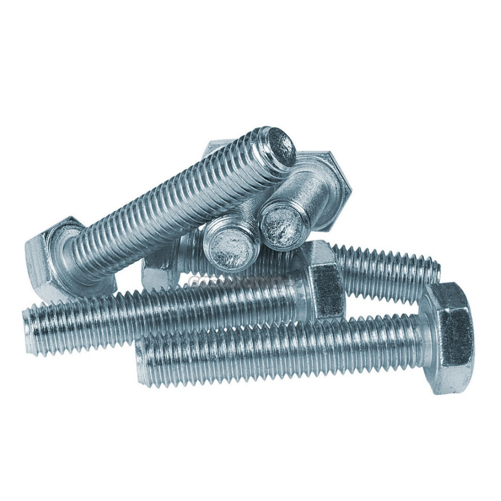 Болт оцинкованный М10х30 мм, сталь, шестигранная головка, DIN 33, полная резьба