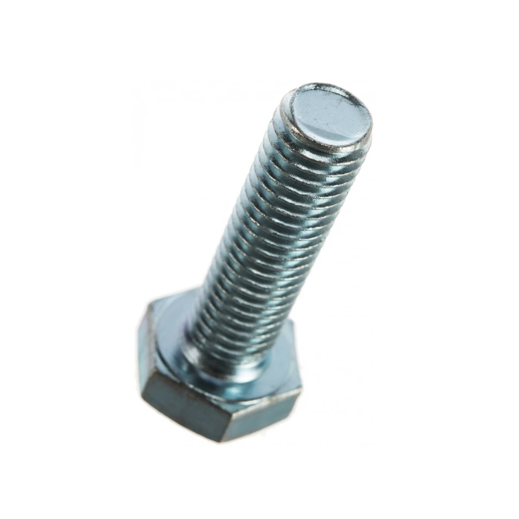 Болт оцинкованный М10х30 мм, сталь, шестигранная головка, DIN 33, полная резьба