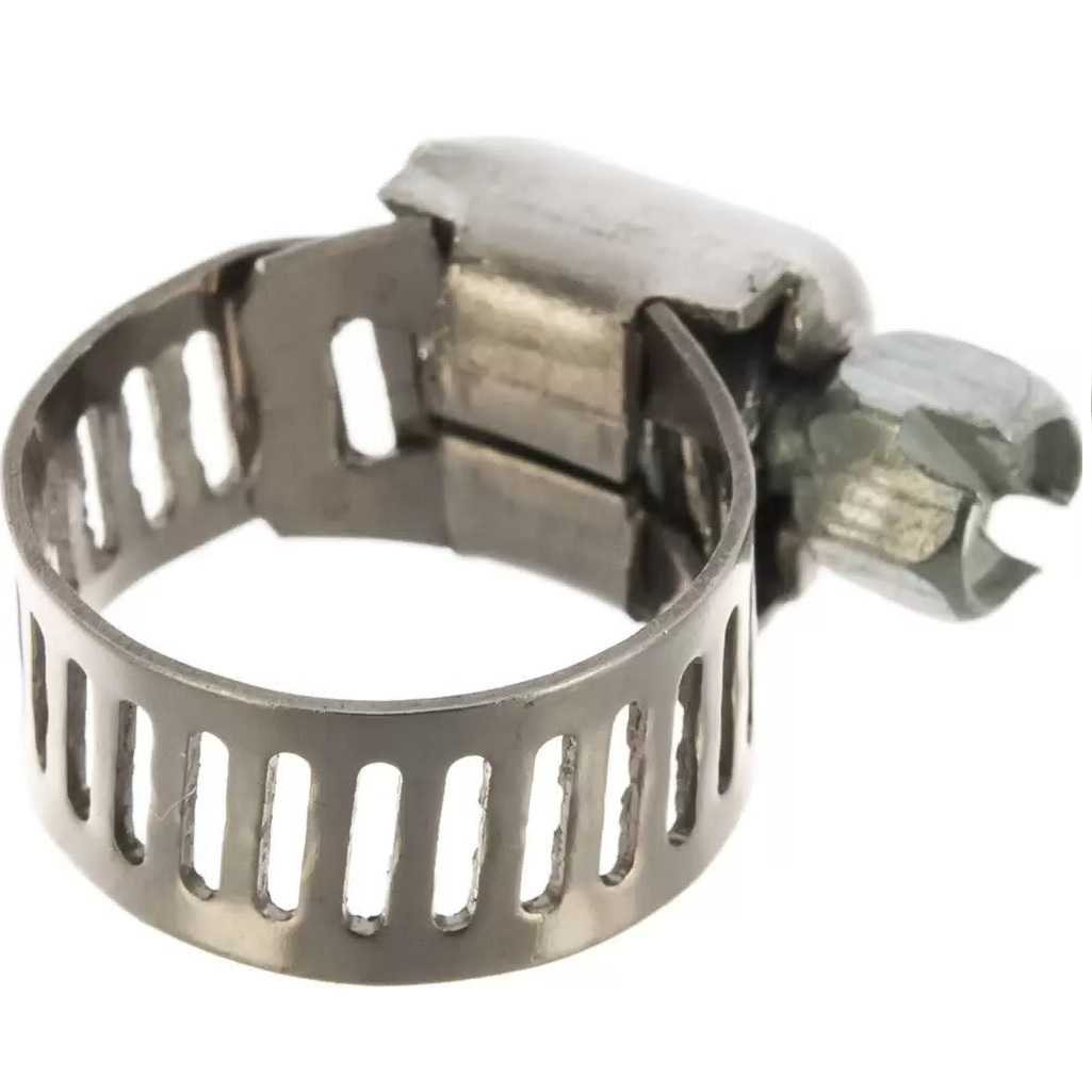 Хомут с просечной лентой Зубр ПЛ-8, 37811-13-26-5, нержавеющая сталь 13-26 мм, в упаковке 5 штук