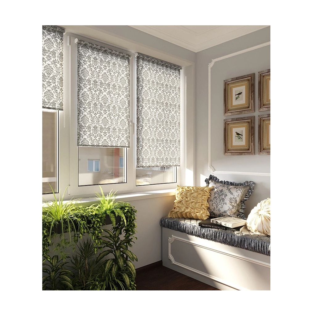 Штора рулонная Legrand Дамаск 58072999, полиэстер, серебро, 570х1750 мм