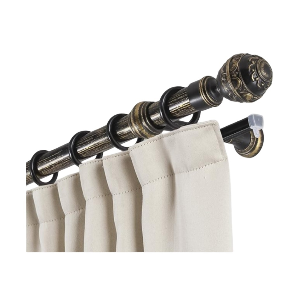 Карниз двухрядный круглый Венеция, Черненое золото, 1.6 м, настенный, металл, крепеж, крючки