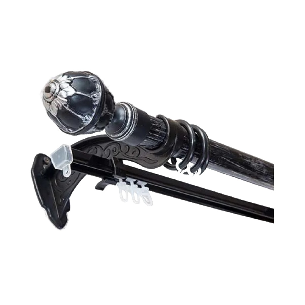 Карниз двухрядный круглый Венеция, Черненое серебро, 1.6 м, настенный, металл, крепеж, крючки