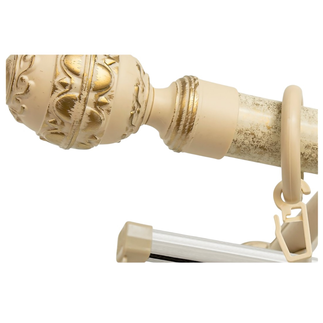 Карниз двухрядный круглый Венеция, Чайное золото, 3 м, настенный, металл, крепеж, крючки