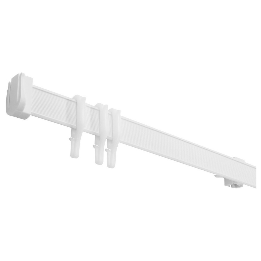 Карниз для штор Гибкий, длина 3.5 м, ПВХ, белый, универсальный, комплект крепления, крючки
