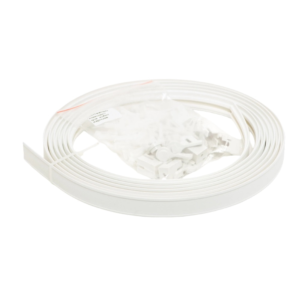 Карниз для штор Гибкий, длина 3.5 м, ПВХ, белый, универсальный, комплект крепления, крючки