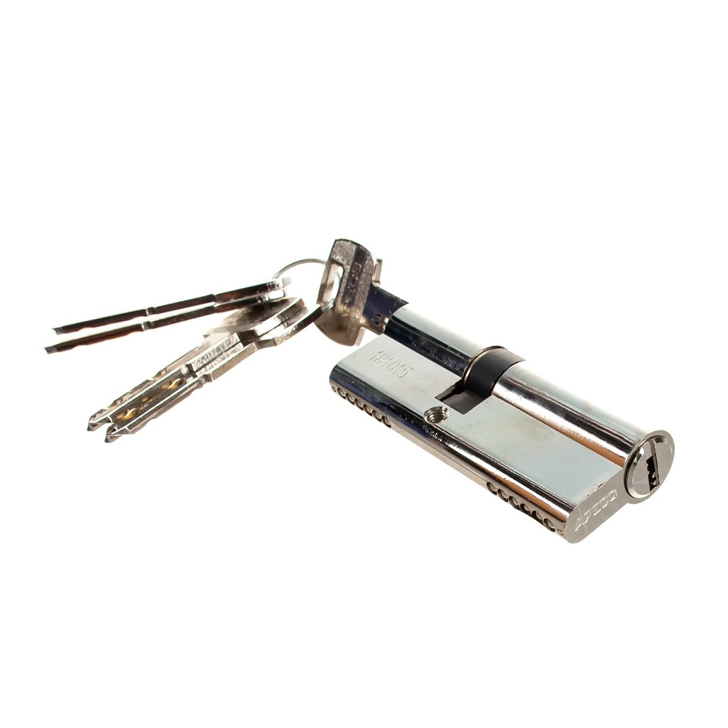 Цилиндровый механизм Apecs SM-80-35/45-NI, никель, ключ-ключ, для всех типов дверей