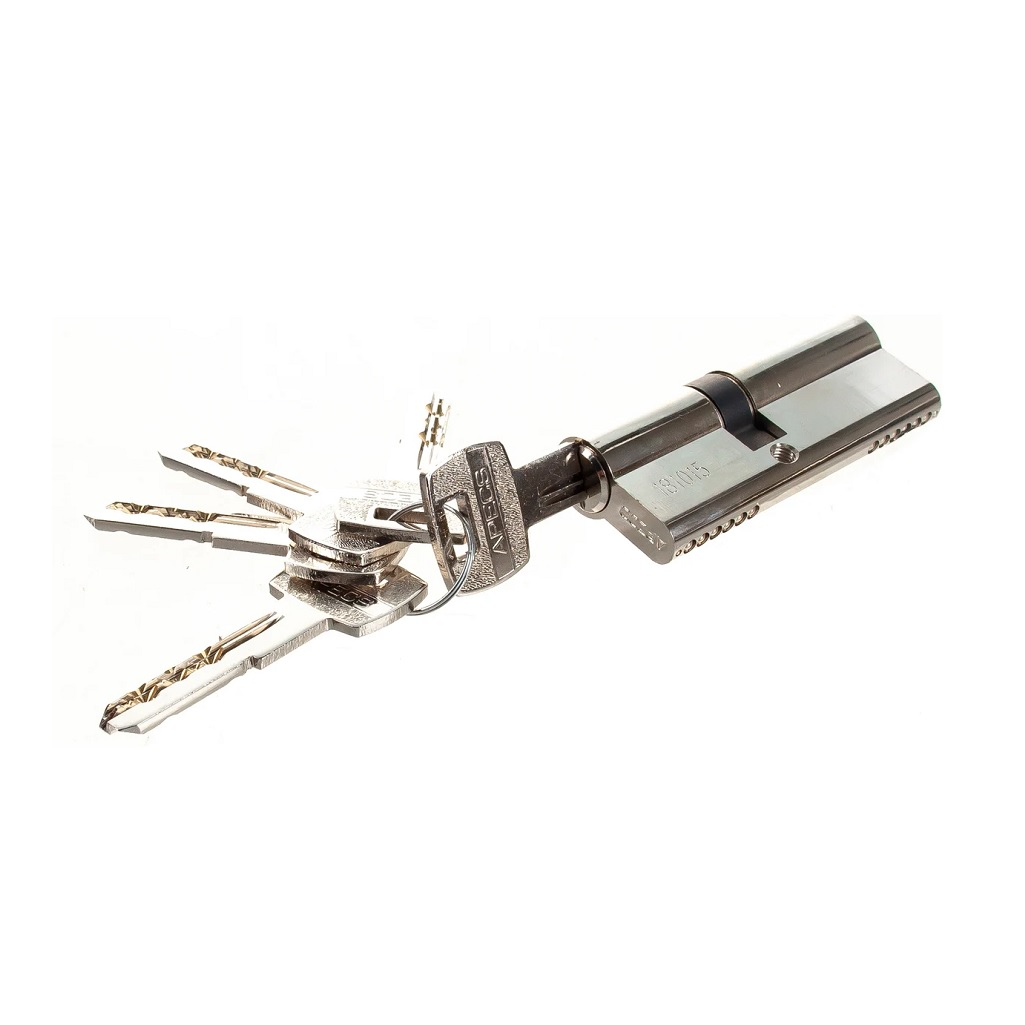 Цилиндровый механизм Apecs SM-80-35/45-NI, никель, ключ-ключ, для всех типов дверей