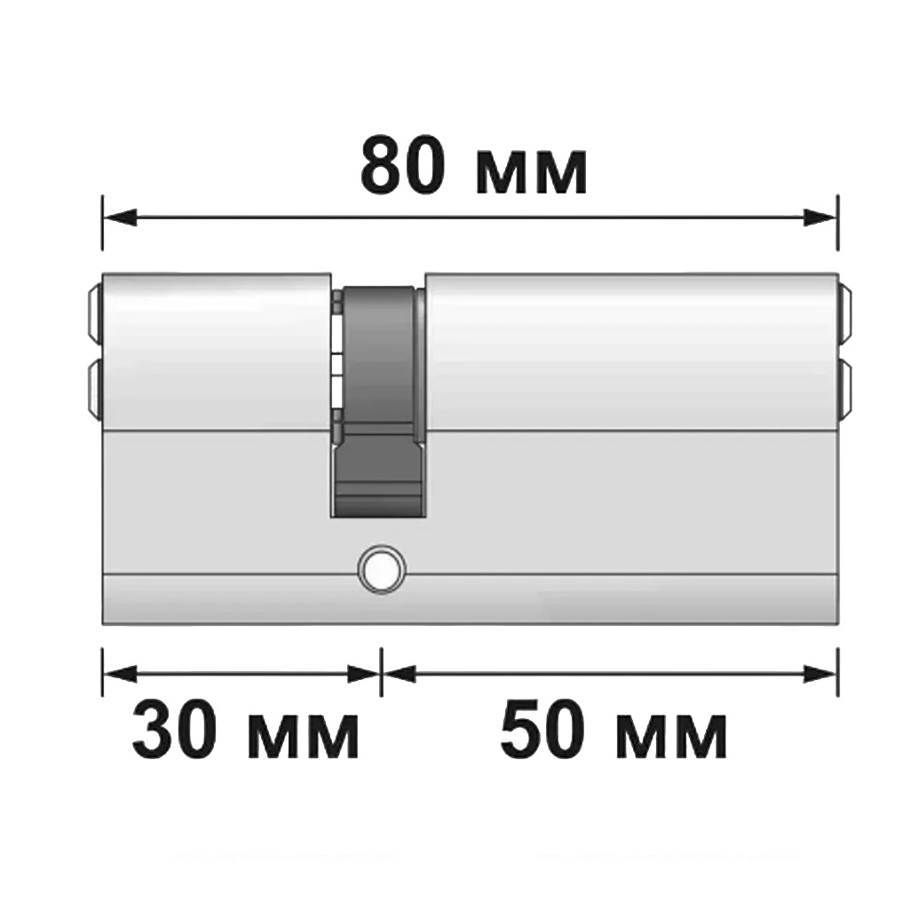 Цилиндровый механизм Apecs SM-80(30/50)-NI, 5 ключей, для всех типов дверей, латунь