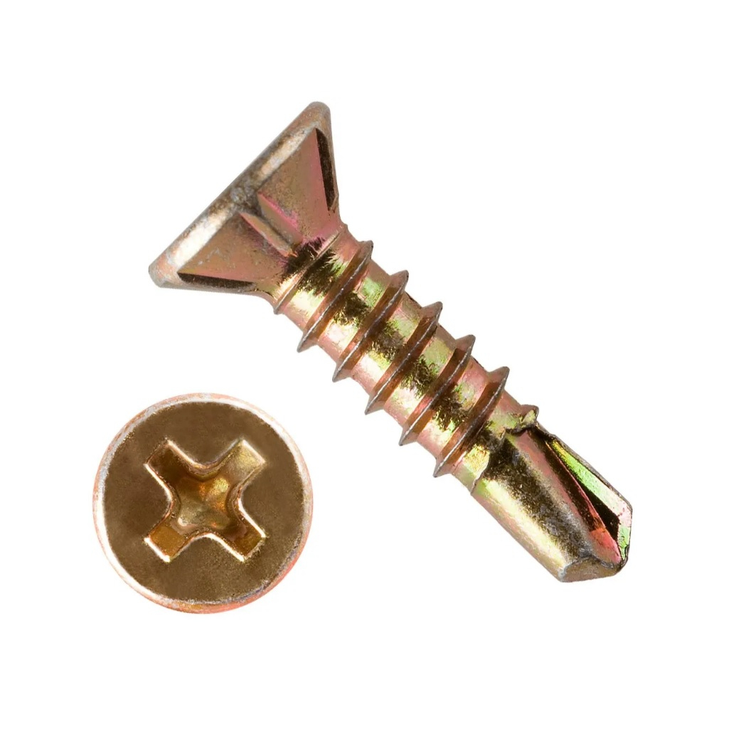 Саморез со сверлом для оконного профиля 3.9х13 мм, желтый цинк, 1 кг