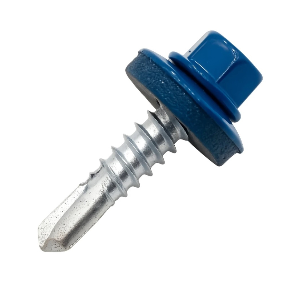 Саморез кровельный, по металлу, со сверлом, синий RAL 5005, 5.5х25 мм